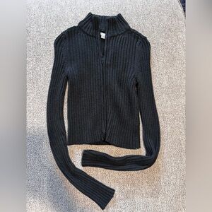 American Eagle Charcoal Ribbed Cardigan